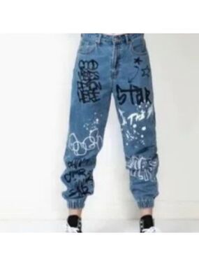 S.O.N.G. graffiti jogger jeans juniors size 5